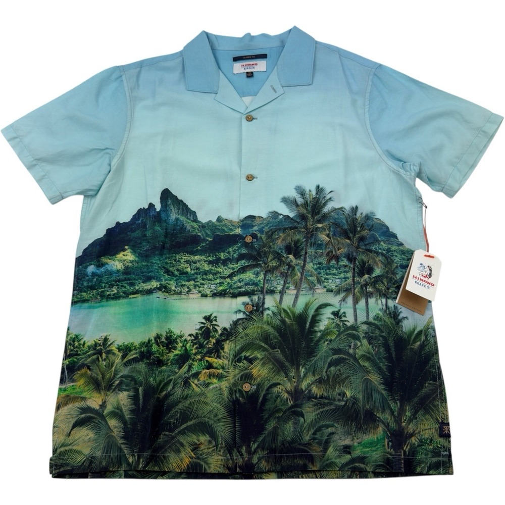 Roark x Hinano Light Blue Cotton Tencel Gonzo Otemanu Beach Button Up Medium NWT